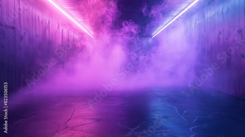 ultraviolet neon smoke in an empty concrete room a futuristic club atmosphere abstract background