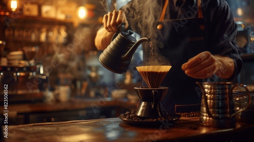 Barista Brewing Handcrafted Coffee