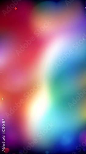 Dissolving glittering bokeh and shapes of hearts in rainbow colors. Vertical video. Generative AI animation