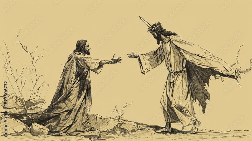 Power and Compassion: Jesus Casting Out Demons, Biblical Illustration Power and Compassion: Jesus Casting Out Demons, Biblical Illustration