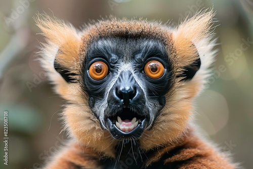 Reticulated lemur, or marburgese gibbon, in tanzania photo