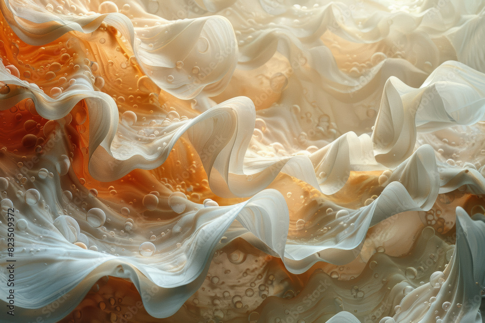 Abstract Fluid Art with Light and Dark Swirls and Air Bubbles Abstract Fluid Art with Light and Dark Swirls and Air Bubbles