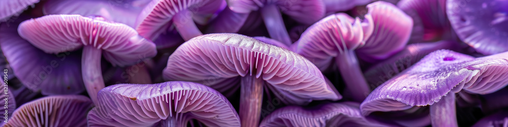 Close Up of Vibrant Purple Mushrooms in a Natural Forest Setting Close Up of Vibrant Purple Mushrooms in a Natural Forest Setting