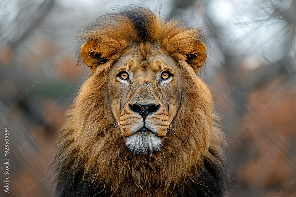 Photo of a lion looking at camera, high quality, high resolution