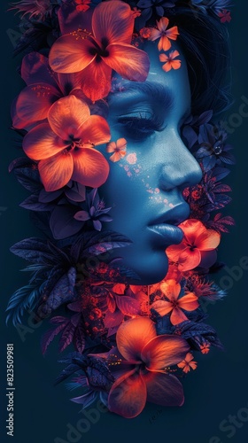 Abstract Floral Face of a Woman