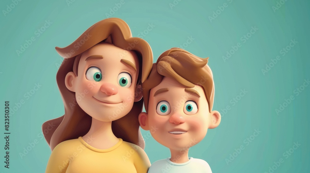 3D Render Characters of Mom and Boy 3D Render Characters of Mom and Boy