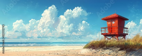 Lifeguard tower at the beach, detailed and iconic