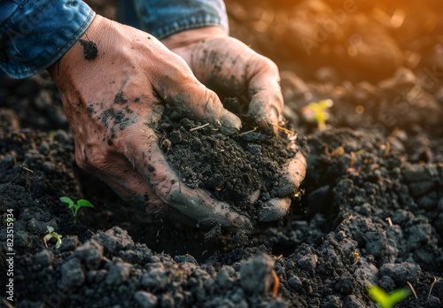 Soil in the hands of the farmer