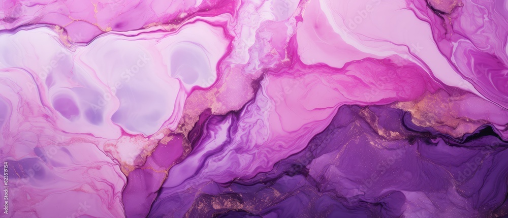 Purple and pink abstract marble background with copy space,