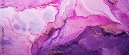 Purple and pink abstract marble background with copy space,