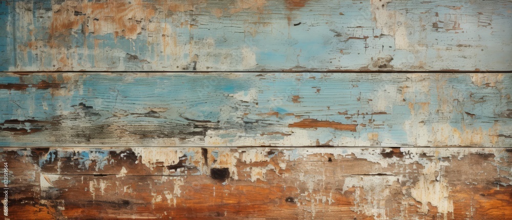 Distressed paint on wood with peeling details, rustic background Distressed paint on wood with peeling details, rustic background