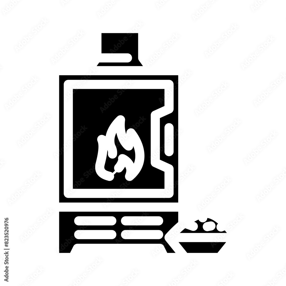 stove wood pellets glyph icon vector. stove wood pellets sign. isolated symbol illustration stove wood pellets glyph icon vector. stove wood pellets sign. isolated symbol illustration