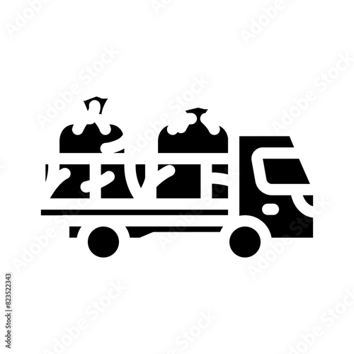 transportation wood pellets glyph icon vector. transportation wood pellets sign. isolated symbol illustration