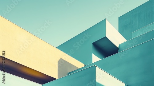 Abstract Colorful Minimalistic Architecture Landscapes: Exploring Simplicity in Form and Space