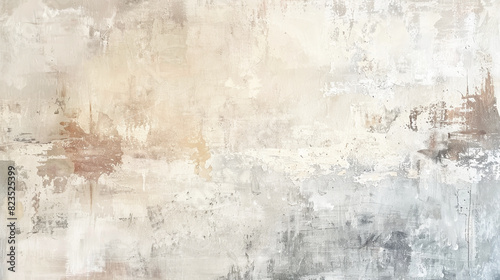 Fototapeta Naklejka Na Ścianę i Meble -  Abstract background, modern, minimalist painting consisting of brush strokes grey and beige colors, aged stone surface, plaster wall.