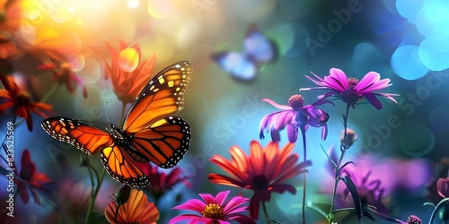 Floral Earth Day background with butterfly for World Environment Day celebration. Concept Earth Day, World Environment Day, Floral Background, Butterfly, Celebration