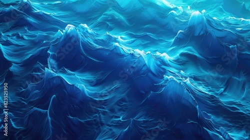 A close up view of blue ocean waves. Suitable for marine-themed projects photo