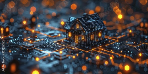 Sophisticated analysis of digital real estate trends using futuristic holographic technology in a professional setting. Suitable for digital investment platforms.