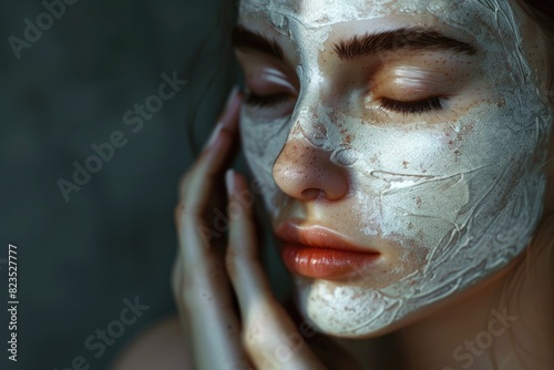 Close up of a woman wearing a face mask  suitable for healthcare concepts