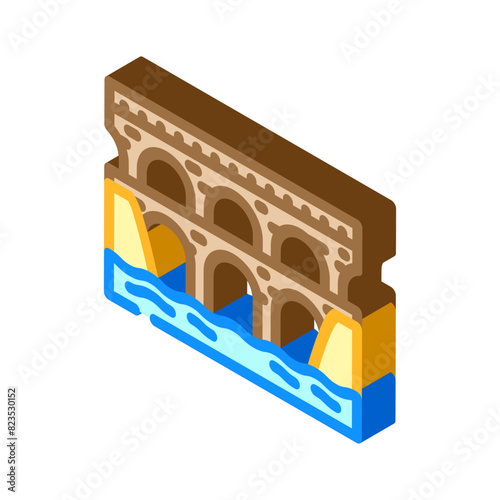 aqueduct bridge isometric icon vector. aqueduct bridge sign. isolated symbol illustration