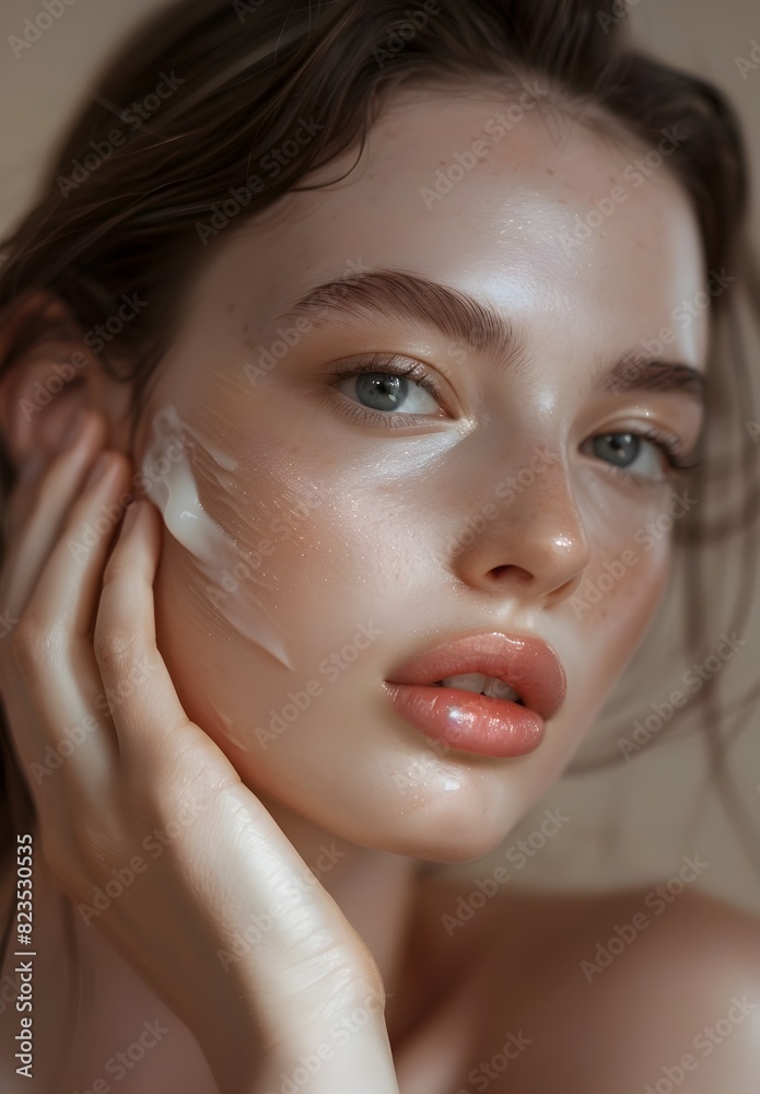Morning Skincare Youthful Radiance Emerges as Woman Applies Moisturizer
