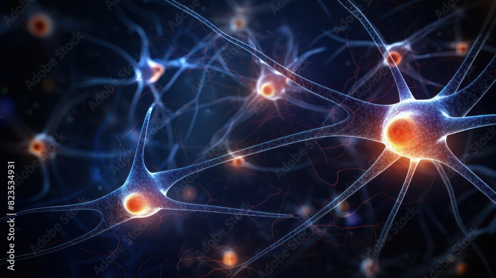 a neuron cell with its intricate dendrites and axon, captured in stunning detail a neuron cell with its intricate dendrites and axon, captured in stunning detail