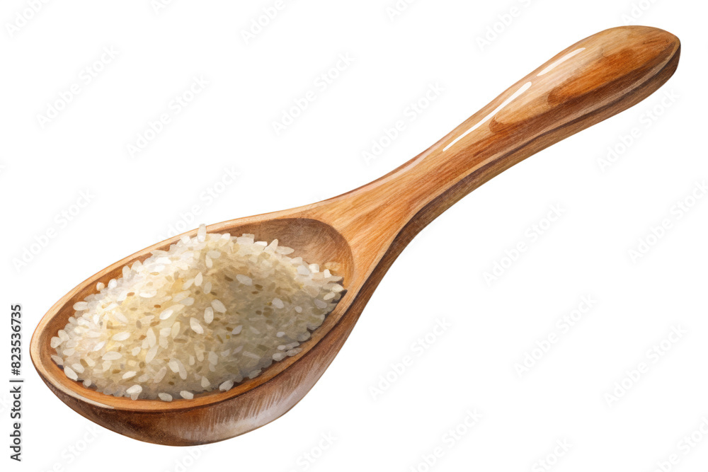 rice in a wooden spoon rice in a wooden spoon