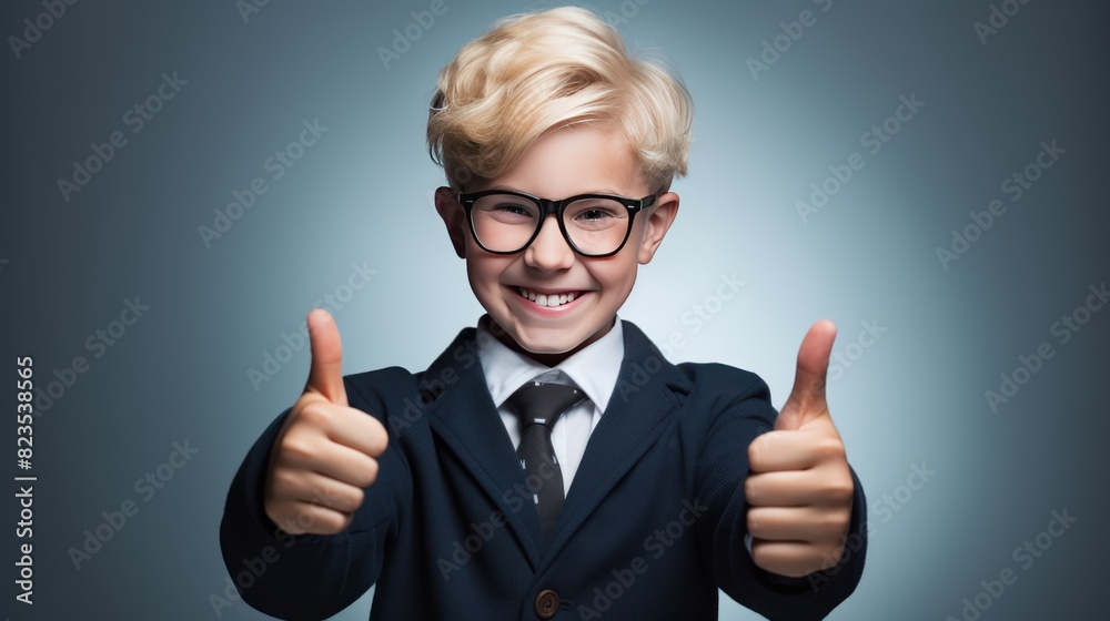  a school boy wearing oversized glasses and a mismatched uniform 