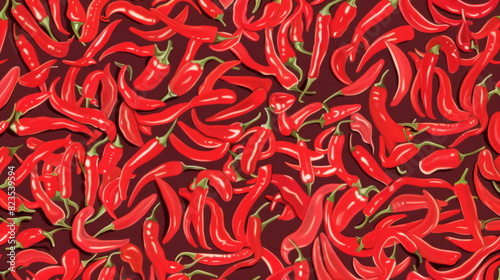 Red chili pepper background. Top view.