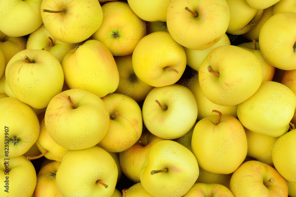 Fresh yellow apples raw fruits background. Top view. Fresh yellow apples raw fruits background. Top view.