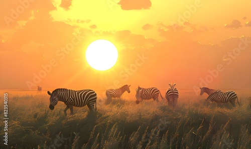 Zebras in Sunset