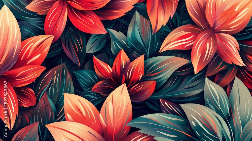 Cluster of Red Flowers With Green Leaves
