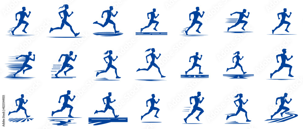 set silhouette of runner set silhouette of runner