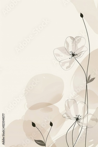 Elegant Floral Illustration in Sepia Tones for Artistic Background Use