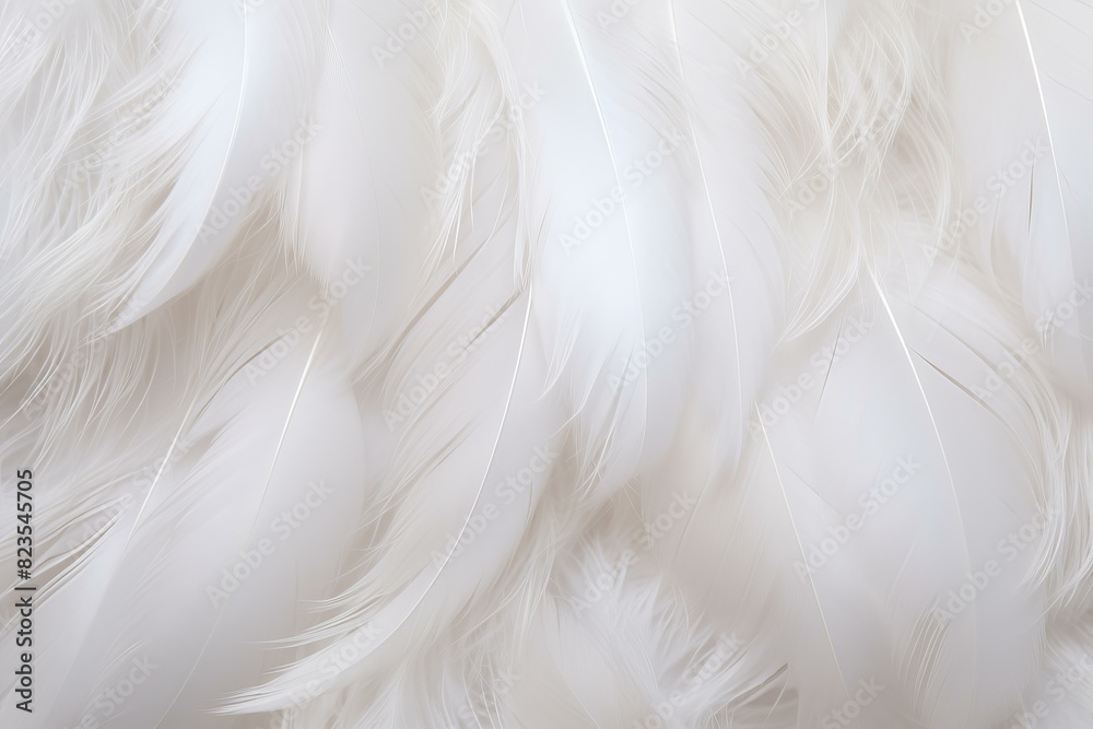 Close-up image of delicate white feathers forming a seamless soft texture Close-up image of delicate white feathers forming a seamless soft texture