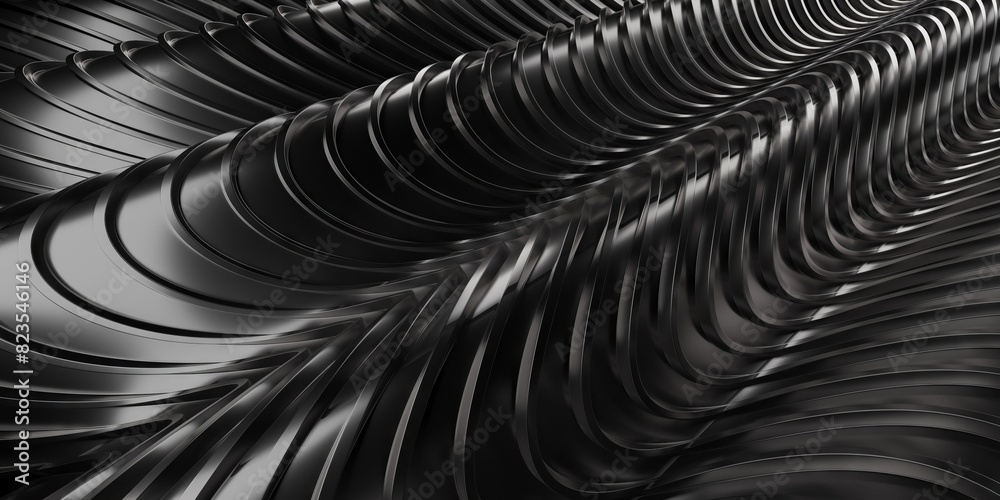 Dark shiny steel stripes. Metallic wavy background Dark shiny steel stripes. Metallic wavy background