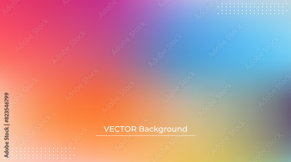 Smooth and blurry colorful gradient mesh background. Modern bright rainbow colors. Easy editable soft colored vector banner template. Premium quality