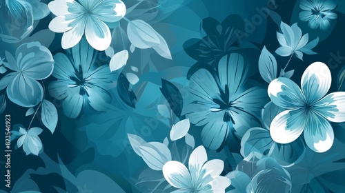 Blue and White Floral Background With Many Flowers