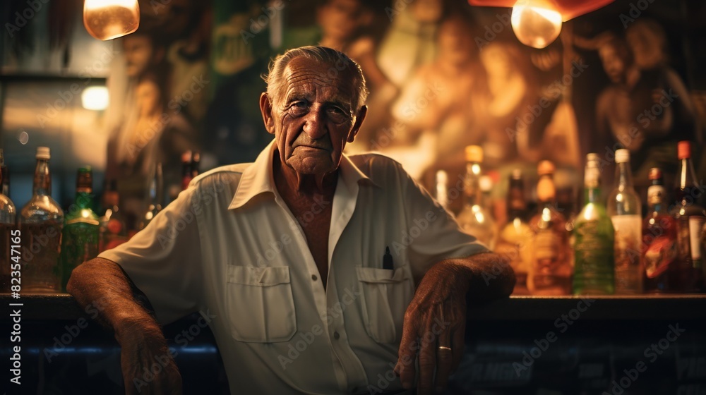 Fototapeta premium an elderly man with weathered hands, lost in thought,