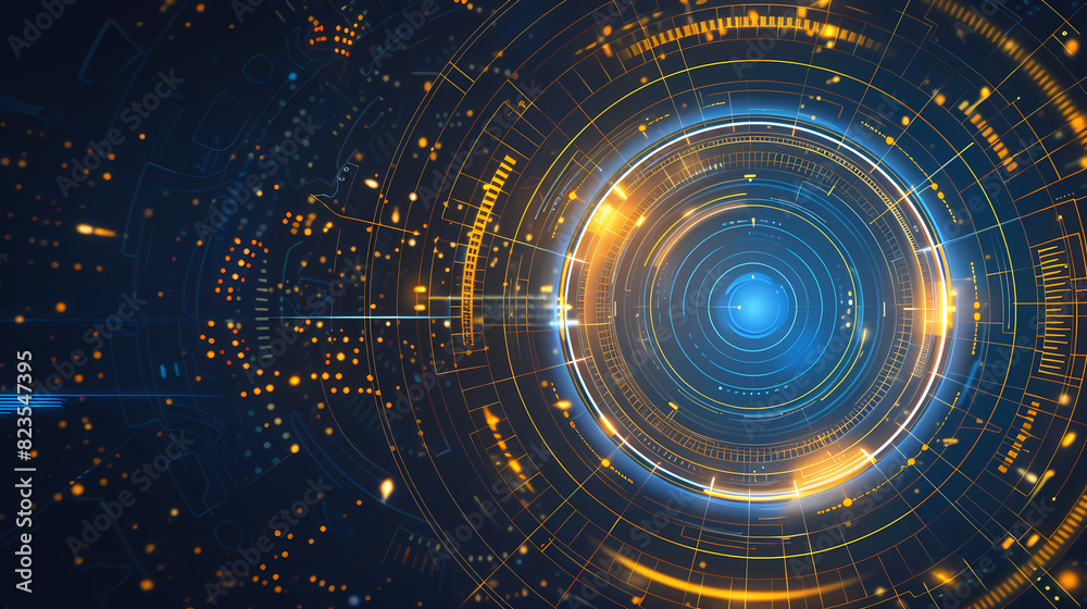 Futuristic hud interface circles yellow and blue vector image Futuristic hud interface circles yellow and blue vector image