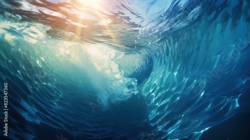 underwater view of an ocean wave,  photo