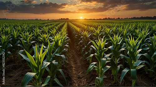 corn field at sunset