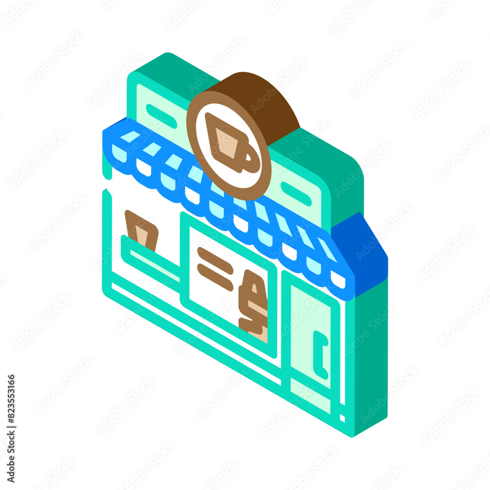 espresso bar street cafe isometric icon vector. espresso bar street cafe sign. isolated symbol illustration espresso bar street cafe isometric icon vector. espresso bar street cafe sign. isolated symbol illustration