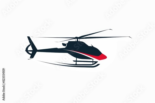Helicopter logo icon, aircraft symbol, rotorcraft template isolated on white background