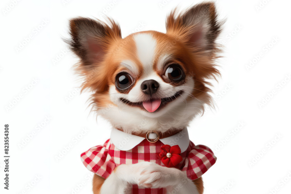 chihuahua dog strange facial expression Isolated on white background