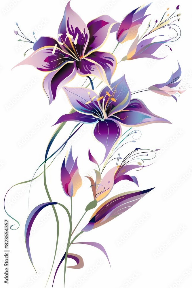 Elegant Purple Flower on White Background Elegant Purple Flower on White Background