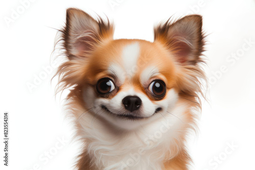 chihuahua dog strange facial expression Isolated on white background