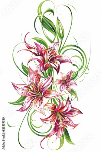 Illustration of a Bouquet of Flowers on White Background