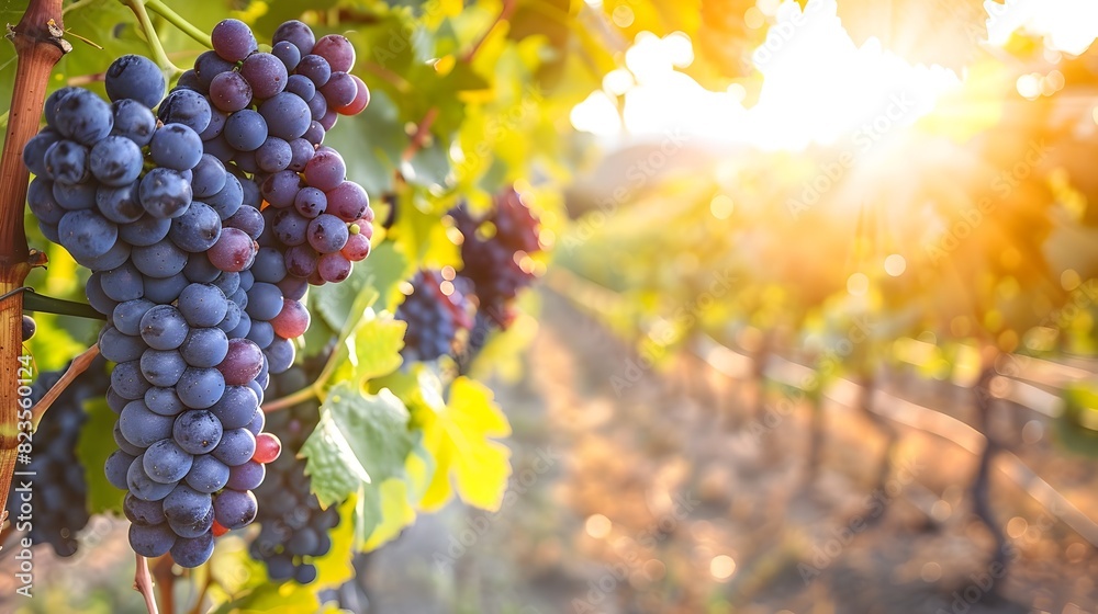 Fototapeta premium Summer's Bounty: A Sun-Kissed Vineyard Harvest Promising Rich Flavors and Shared Moments