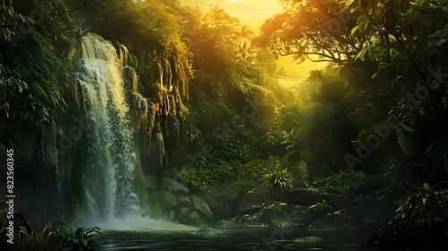 Summer s Resplendent Refreshment  A Thundering Waterfall Oasis in the Jungle Heat